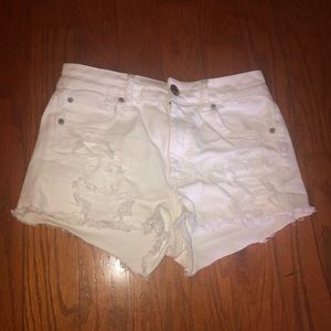 American Eagle white distressed shorts